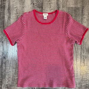 Y2K L.L. Bean Short Sleeves Crop Top Large Red and Gray Strips